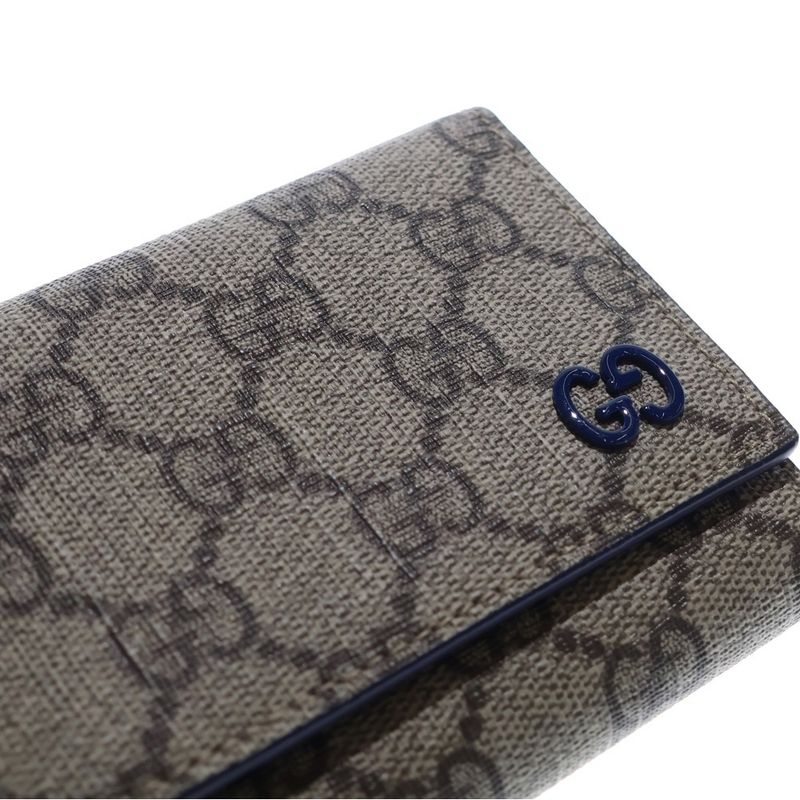 Gucci GG Supreme Trifold Wallet With Details Compact Wallet Coin Case Beige