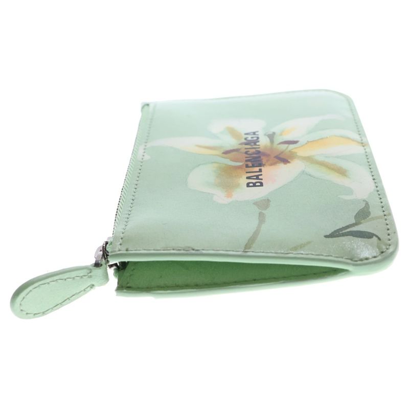 Balenciaga Floral Flower Compact Wallet Fragment Case Card Case Light Green