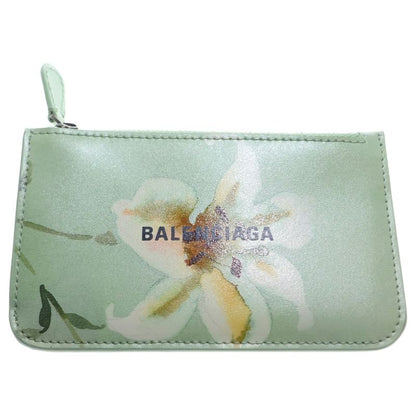 Balenciaga Floral Flower Compact Wallet Fragment Case Card Case Light Green