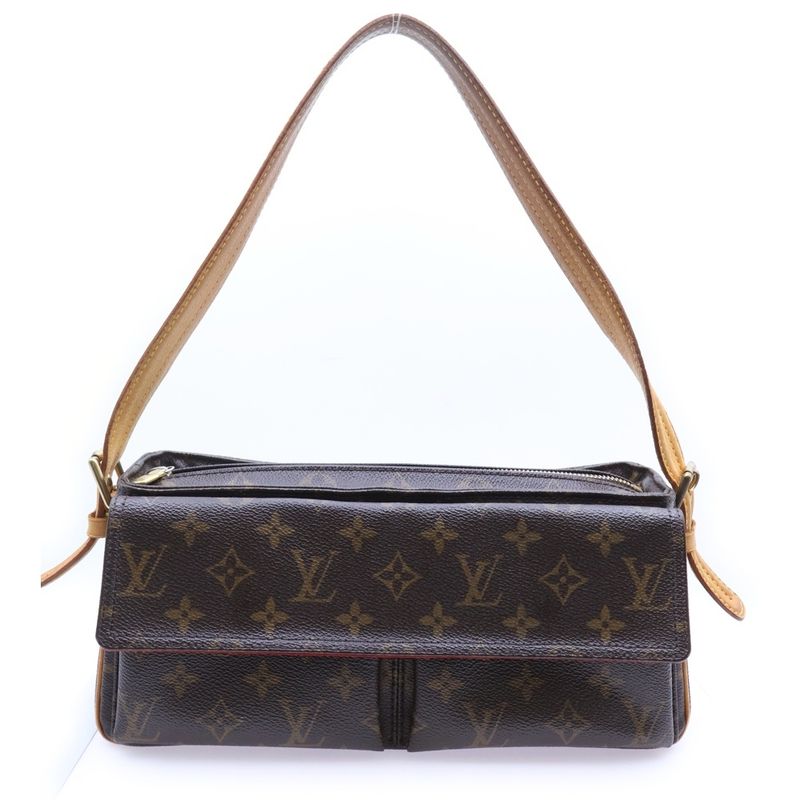 Louis Vuitton Monogram Viva Cité MM Handbag One Shoulder Bag Brown Leather X