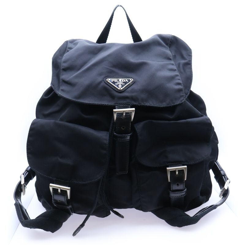 Prada Tessuto Backpack Sac Black Nylon B6677f Silver Hardware