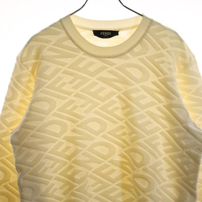 Fendi 22AW FF All-over Pattern Pile Jacquard Wool Crew Neck Pullover Long