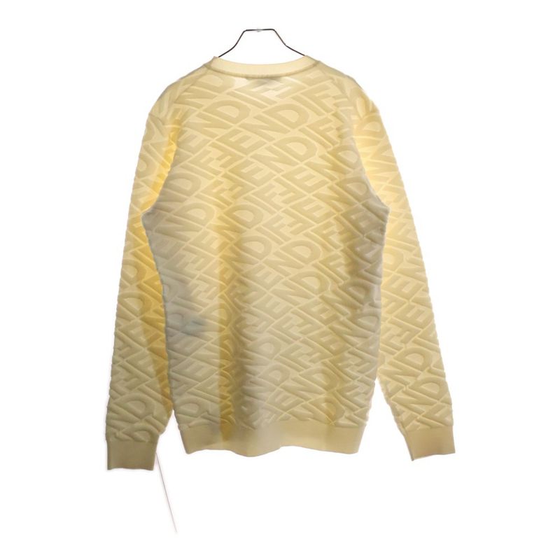 Fendi 22AW FF All-over Pattern Pile Jacquard Wool Crew Neck Pullover Long