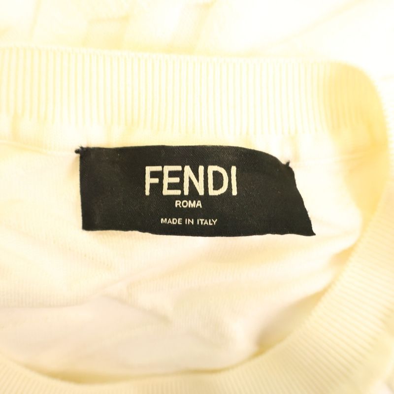 Fendi 22AW FF All-over Pattern Pile Jacquard Wool Crew Neck Pullover Long