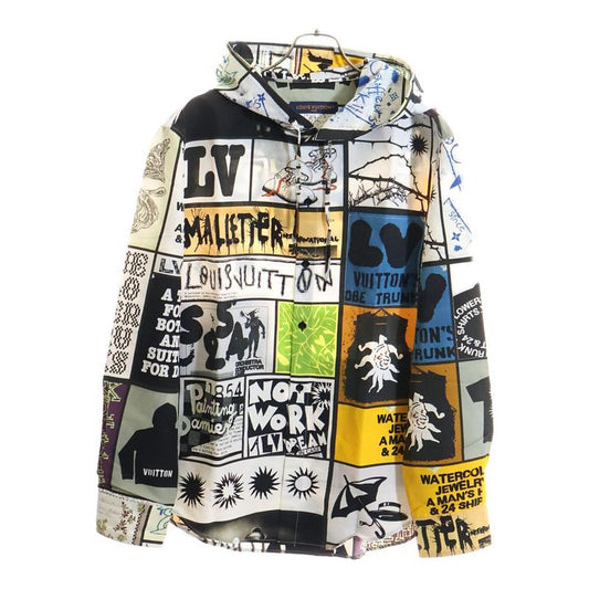 Louis Vuitton 24SS Logo Graphic All-over Print Silk-blend Hooded Oversized