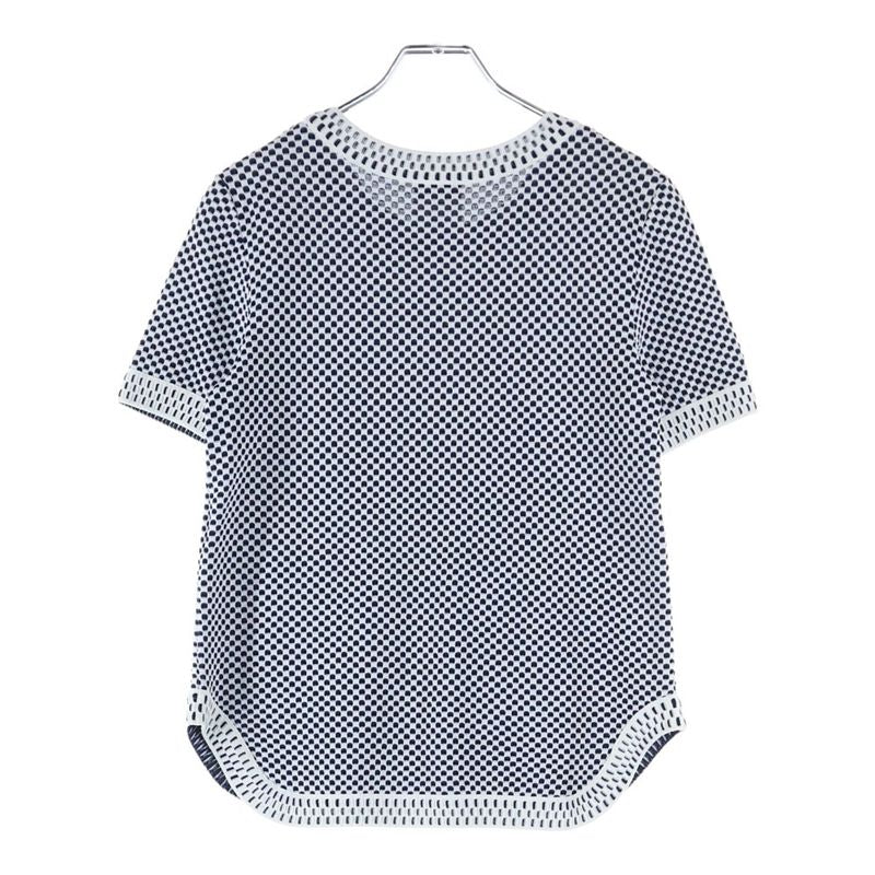 Chanel Coco Logo Plate Viscose Rayon Knit Waffle Fabric Crew Neck Short Sleeves