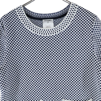Chanel Coco Logo Plate Viscose Rayon Knit Waffle Fabric Crew Neck Short Sleeves