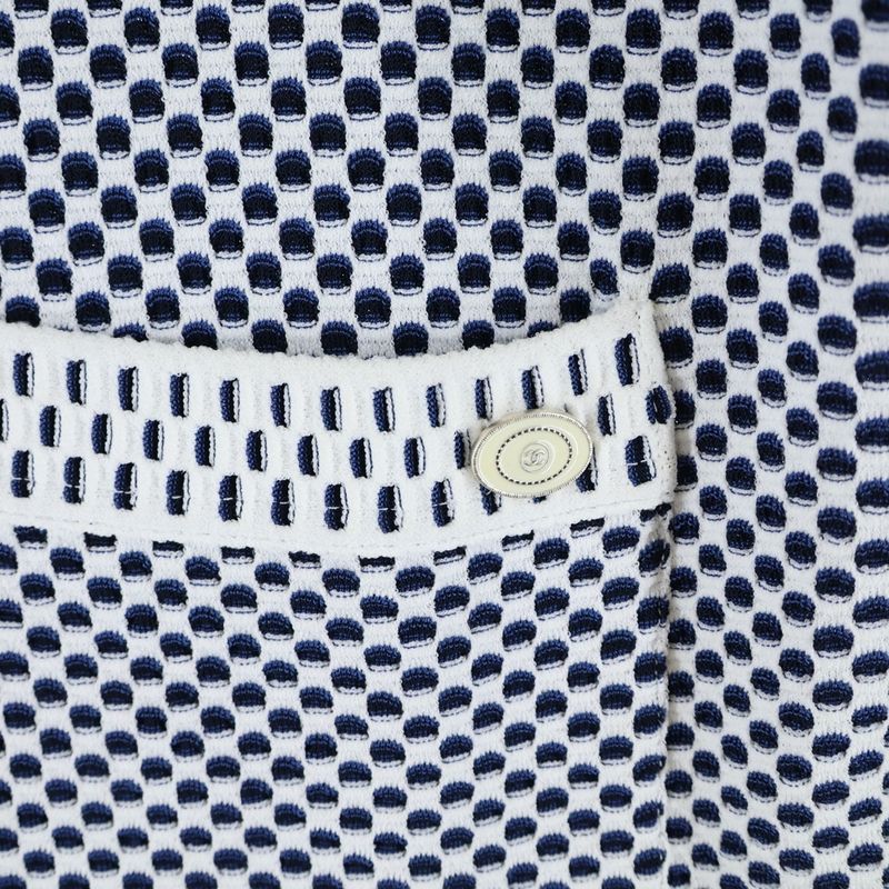 Chanel Coco Logo Plate Viscose Rayon Knit Waffle Fabric Crew Neck Short Sleeves