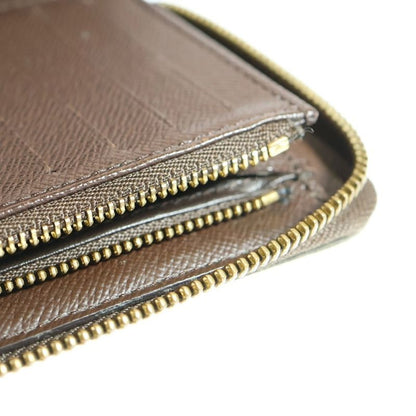 Louis Vuitton Damier Zippy Long Wallet Card Case Long Wallet Brown PVC Leather
