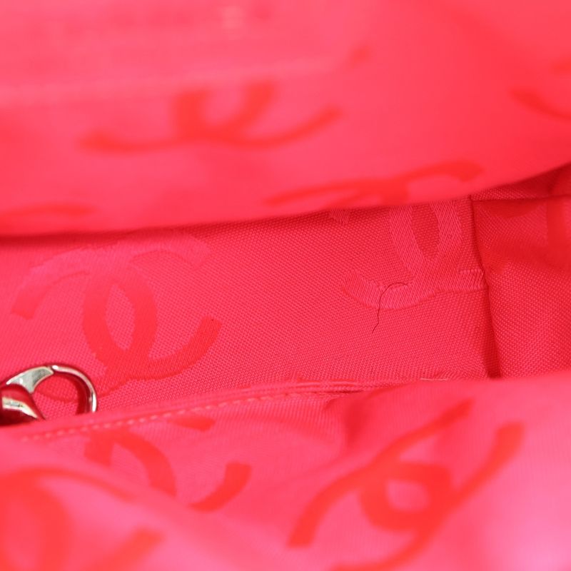 Chanel Cambon Line Small Quilted Tote Handbag Mini Bag White And Black Leather