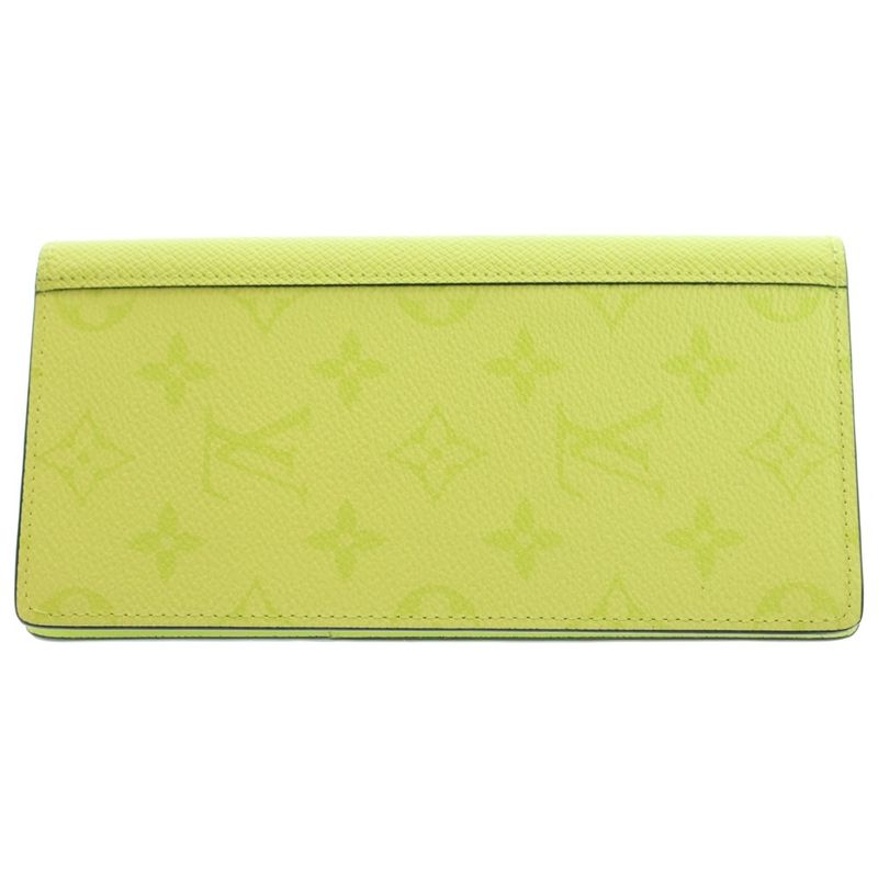 Louis Vuitton Monogram Portefeuille Brazza Taiga Llama Lemon Yellow PVC M14131