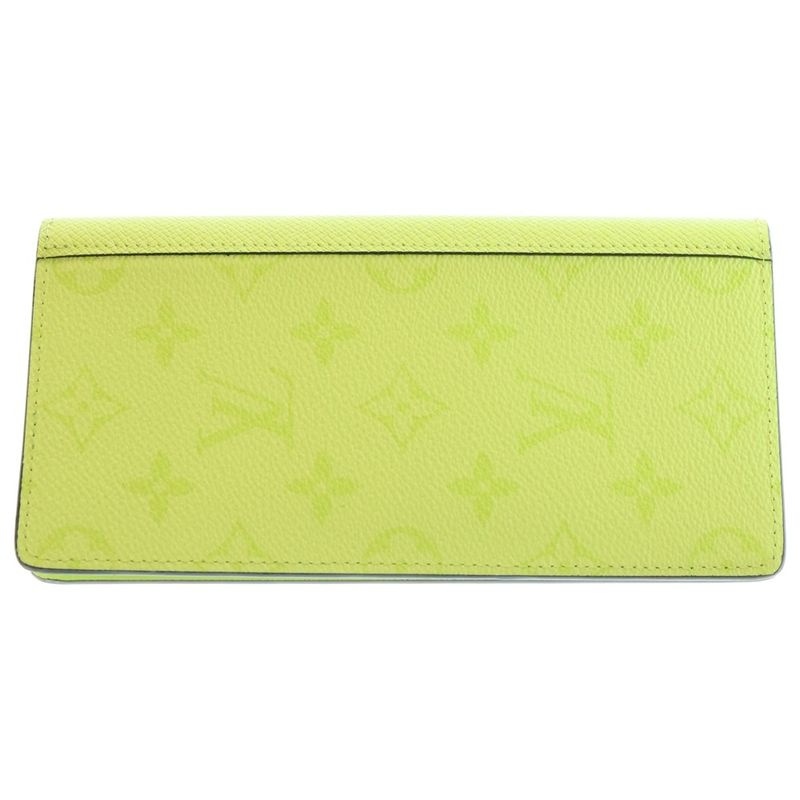 Louis Vuitton Monogram Portefeuille Brazza Taiga Llama Lemon Yellow PVC M14131