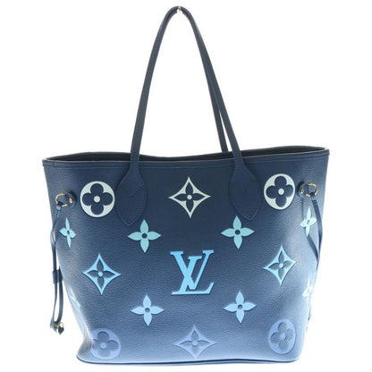 Louis Vuitton Monogram Empreinte Neverfull Tote Handbag Blue Leather M46514