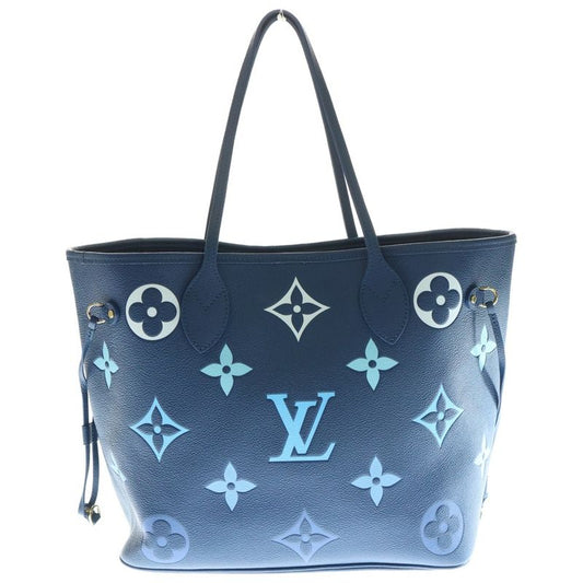 Louis Vuitton Monogram Empreinte Neverfull Tote Handbag Blue Leather M46514
