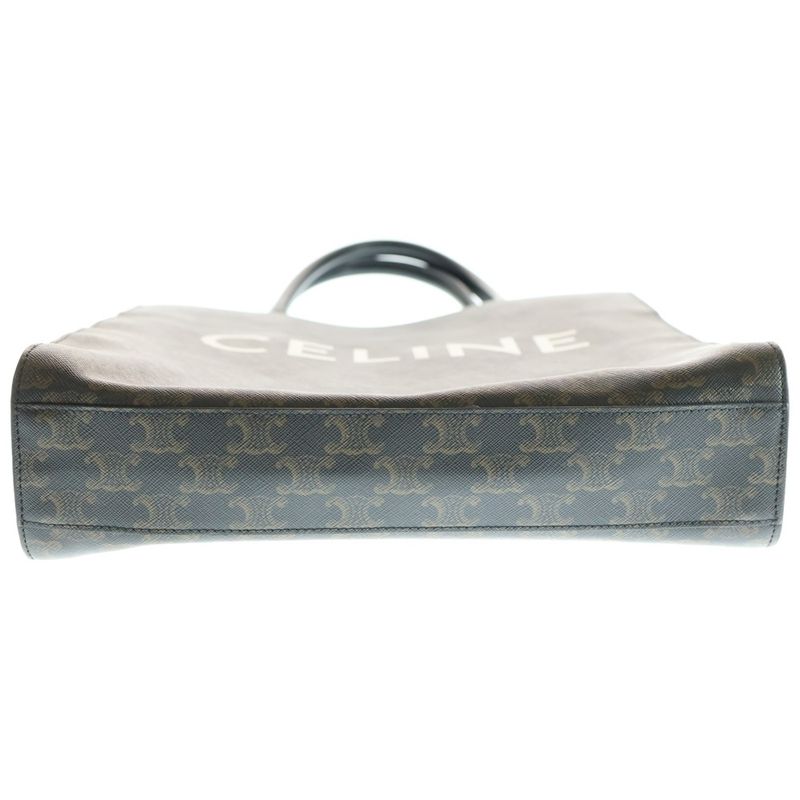 Celine Triomphe Medium Vertical Cabas 2WAY Bag Tote Handbag Shoulder Bag Black