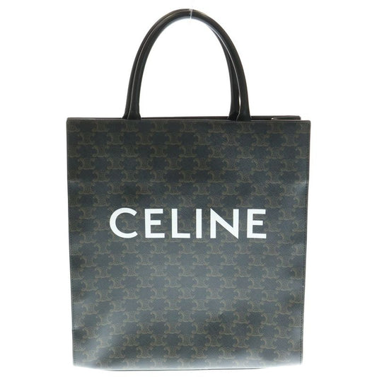 Celine Triomphe Medium Vertical Cabas 2WAY Bag Tote Handbag Shoulder Bag Black