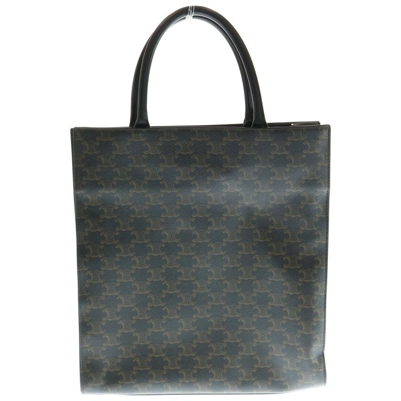 Celine Triomphe Medium Vertical Cabas 2WAY Bag Tote Handbag Shoulder Bag Black