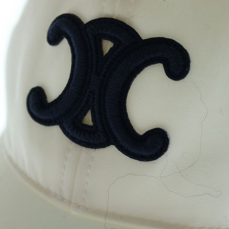 Celine Triomphe Logo Embroidery Baseball Cap White S C366483