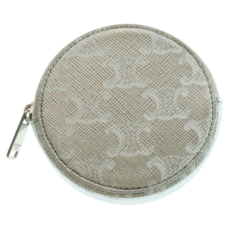 Celine Triomphe Coin Case Wallet Silver
