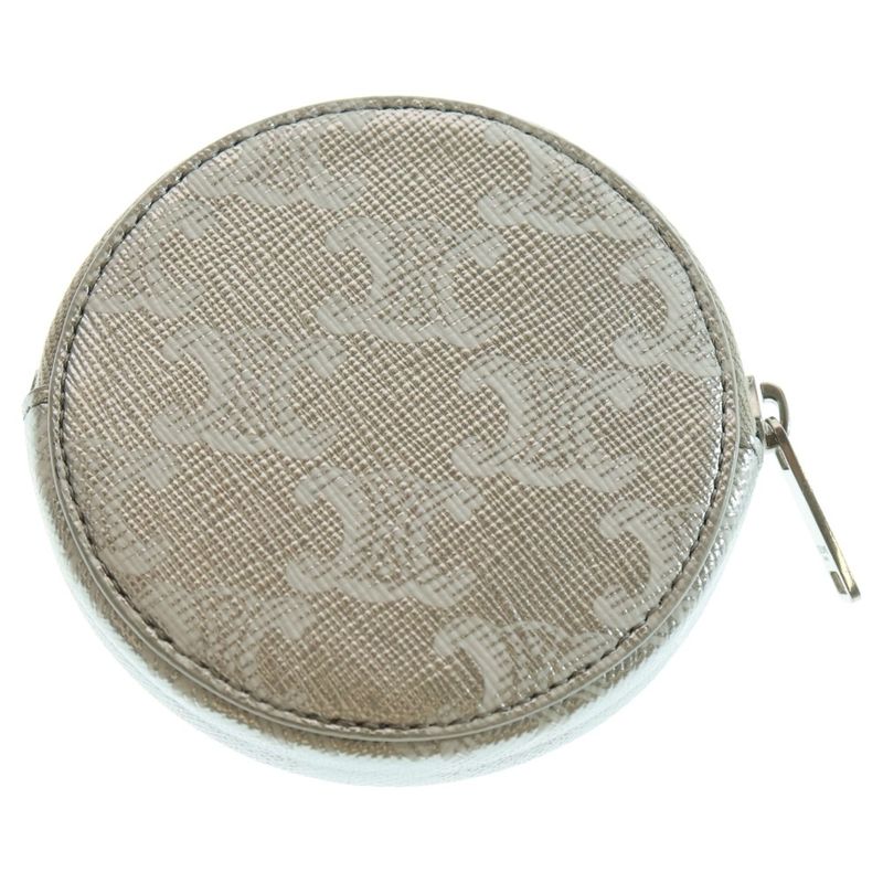 Celine Triomphe Coin Case Wallet Silver