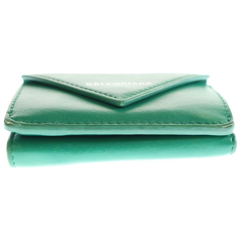 Balenciaga MINI Portefeuille Papier Portfolio Paper Mini Compact Wallet Green