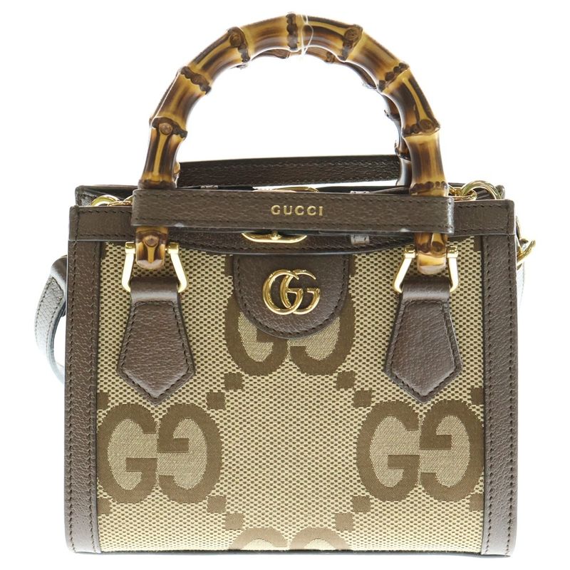 Gucci Diana Jumbo GG 2WAY Handbag Shoulder Bag Canvas And Leather 655661