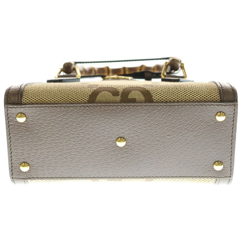 Gucci Diana Jumbo GG 2WAY Handbag Shoulder Bag Canvas And Leather 655661