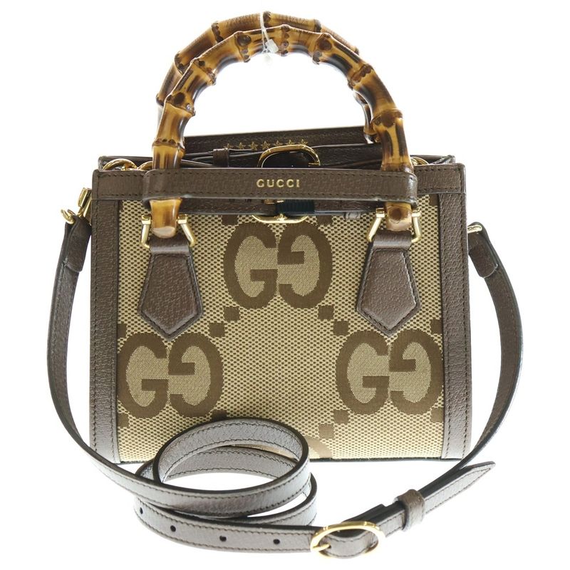 Gucci Diana Jumbo GG 2WAY Handbag Shoulder Bag Canvas And Leather 655661