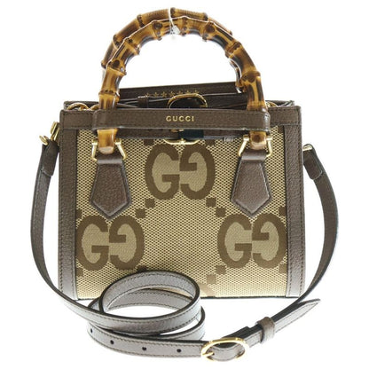 Gucci Diana Jumbo GG 2WAY Handbag Shoulder Bag Canvas And Leather 655661