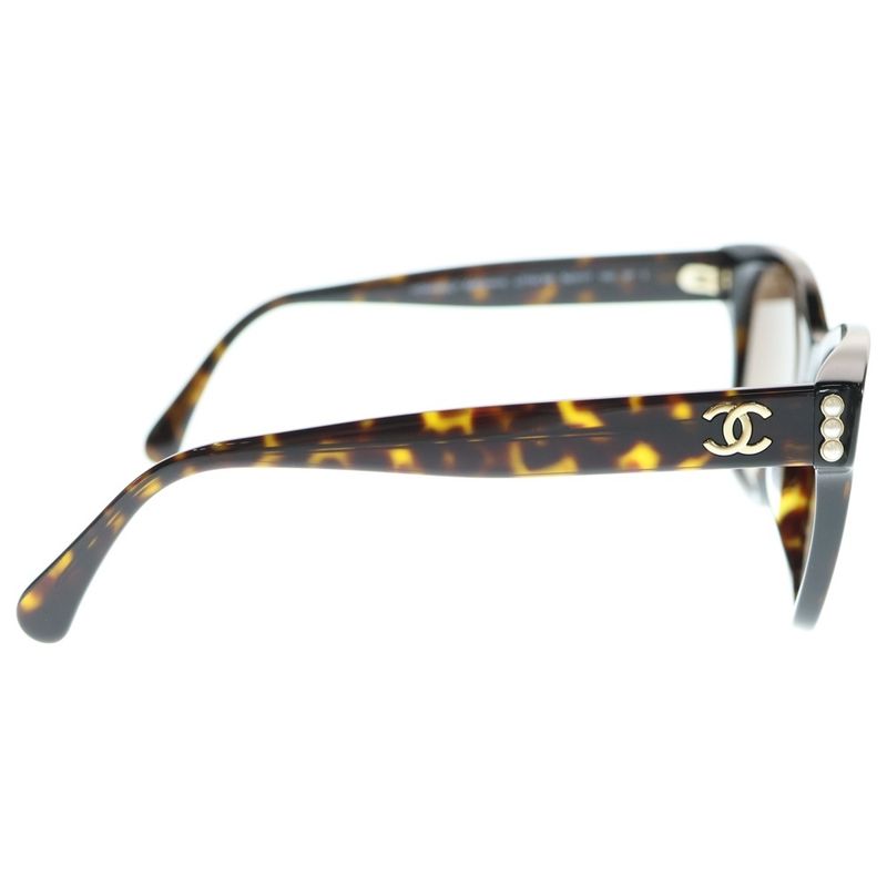 Chanel Coco Mark Pearl Temple Square Frame Colored Lens Sunglasses Eyewear