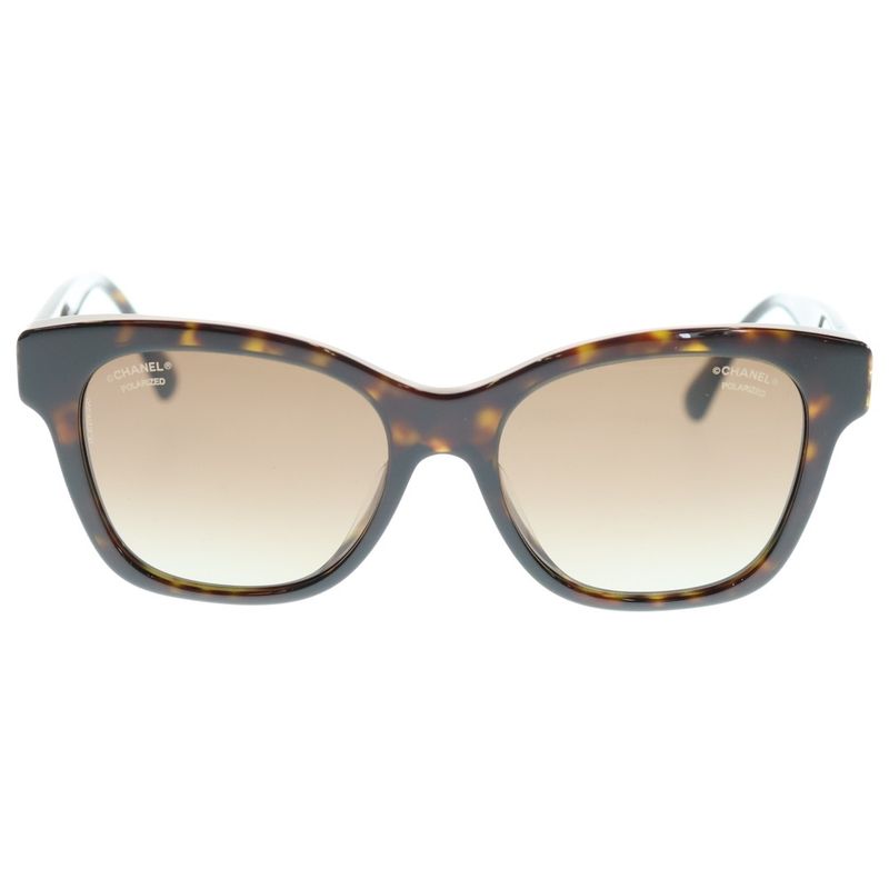 Chanel Coco Mark Pearl Temple Square Frame Colored Lens Sunglasses Eyewear