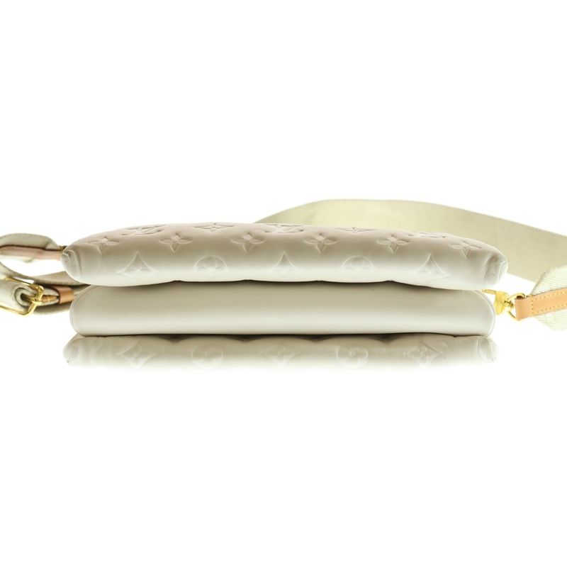 Louis Vuitton Monogram Embossed Coussin PM Shoulder Bag Succotch White Leather