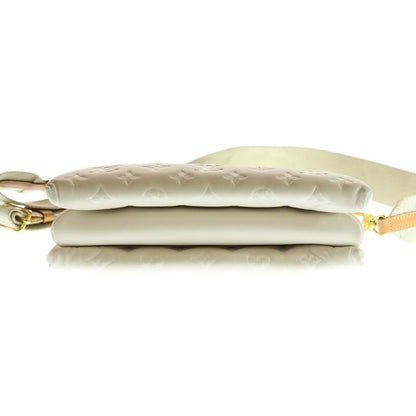 Louis Vuitton Monogram Embossed Coussin PM Shoulder Bag Succotch White Leather