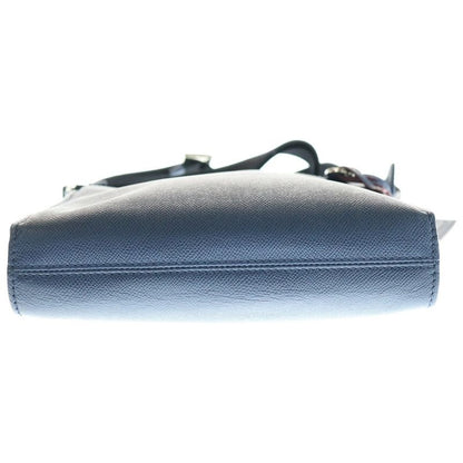 Bvlgari Man Shoulder Bag Messenger Bag Navy Leather 39389 Silver Hardware