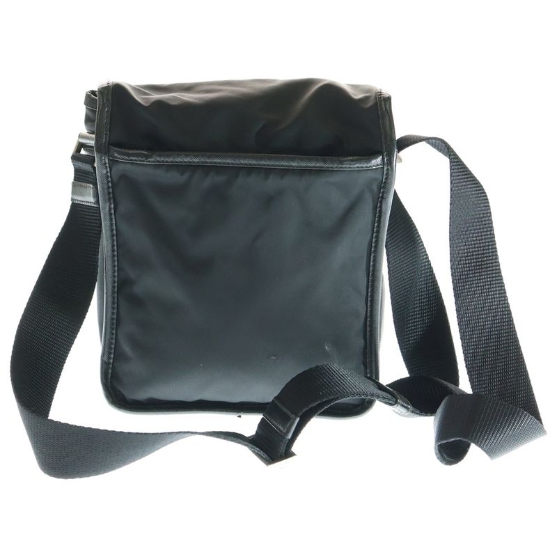 Prada Triangle Logo Shoulder Bag Mini Bag Black Nylon And Leather Silver
