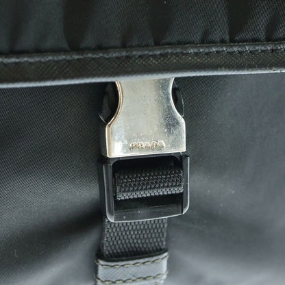 Prada Triangle Logo Shoulder Bag Mini Bag Black Nylon And Leather Silver