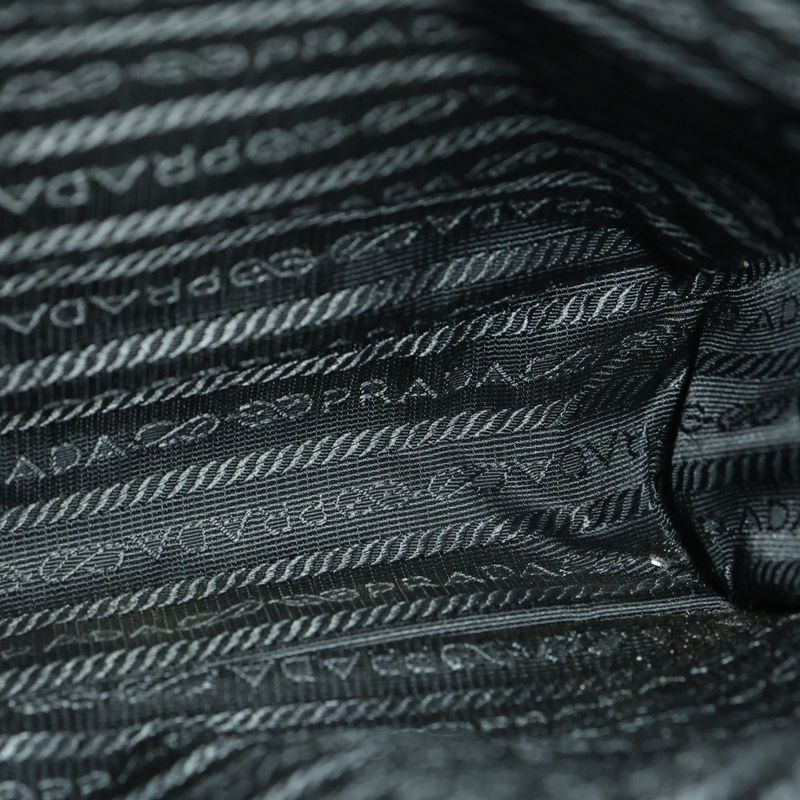 Prada Triangle Logo Shoulder Bag Mini Bag Black Nylon And Leather Silver