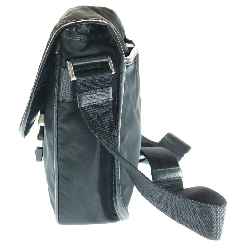 Prada Triangle Logo Shoulder Bag Mini Bag Black Nylon And Leather Silver