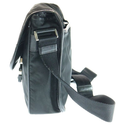Prada Triangle Logo Shoulder Bag Mini Bag Black Nylon And Leather Silver