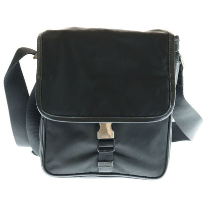 Prada Triangle Logo Shoulder Bag Mini Bag Black Nylon And Leather Silver