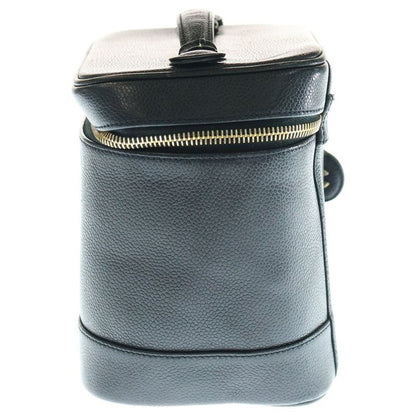 Chanel Vanity Bag Handbag Makeup Pouch Storage Black Caviar Skin Gold Hardware