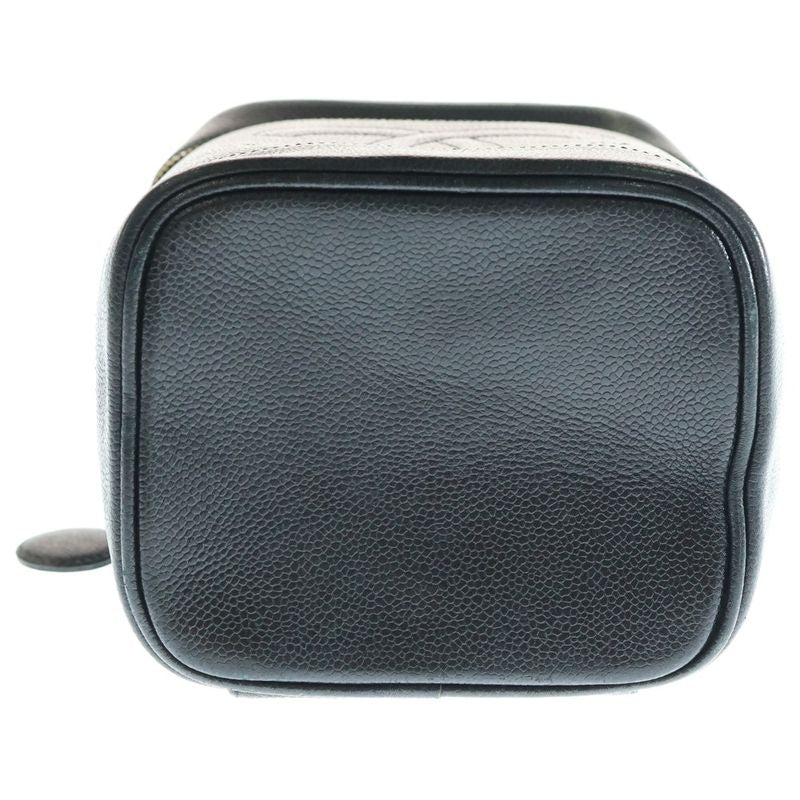 Chanel Vanity Bag Handbag Makeup Pouch Storage Black Caviar Skin Gold Hardware