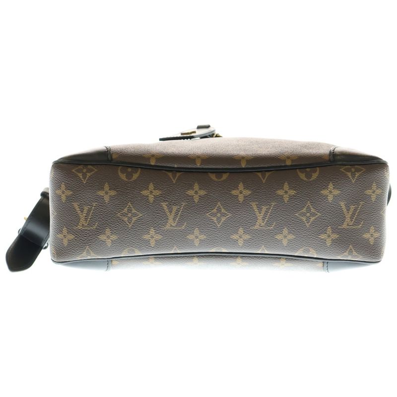 Louis Vuitton Monogram Odeon PM Shoulder Bag Black X Brown Leather X PVC M45353