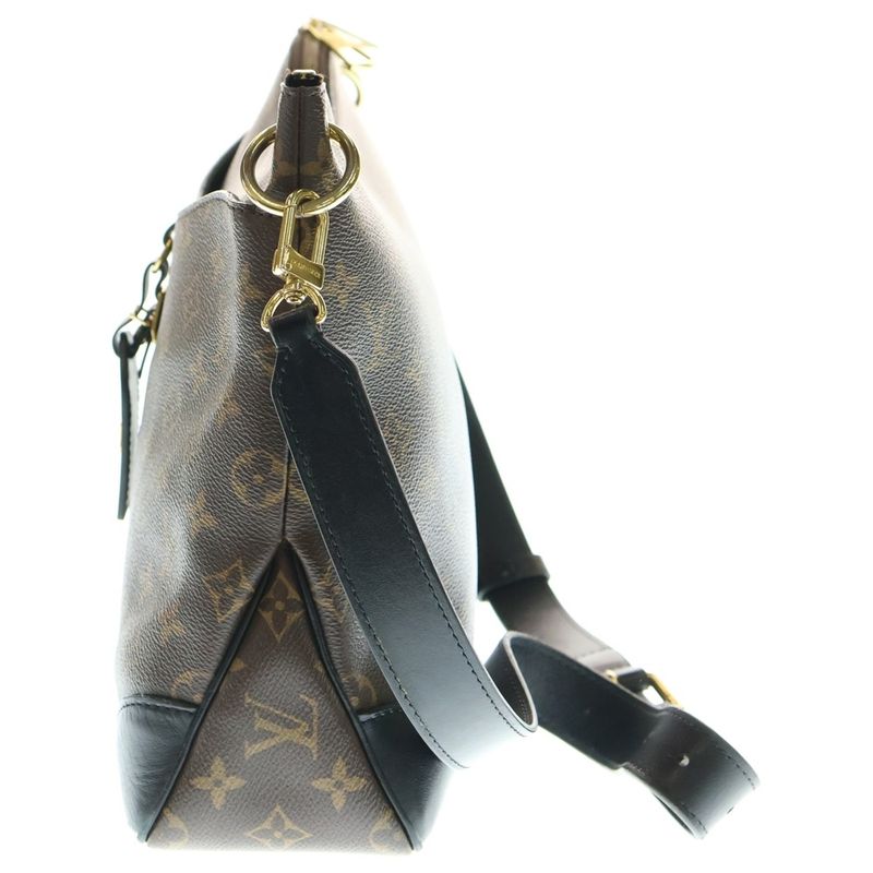 Louis Vuitton Monogram Odeon PM Shoulder Bag Black X Brown Leather X PVC M45353