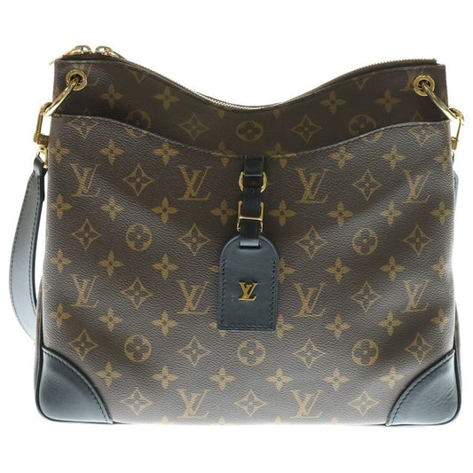 Louis Vuitton Monogram Odeon PM Shoulder Bag Black X Brown Leather X PVC M45353