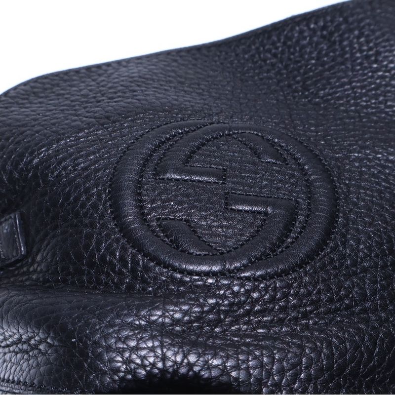 Gucci Interlocking G Logo Embossed Leather Long Boots Black Women 296093