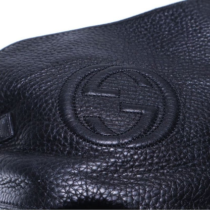 Gucci Interlocking G Logo Embossed Leather Long Boots Black Women 296093