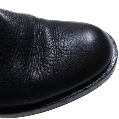 Gucci Interlocking G Logo Embossed Leather Long Boots Black Women 296093