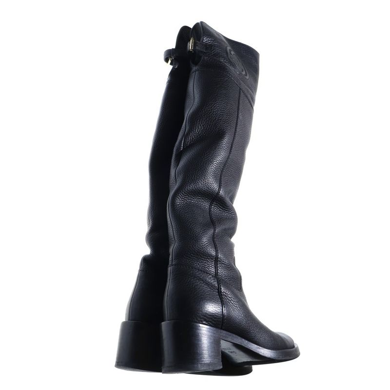 Gucci Interlocking G Logo Embossed Leather Long Boots Black Women 296093