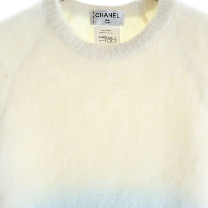 Chanel Knit One Peace Crew Neck Knit Sweater Knit Dress White Women P39908k02861